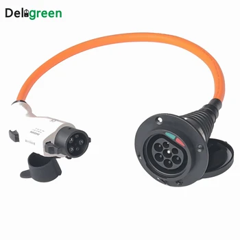 

Type1 to Type2 Adapter 32A SAE J1772 To IEC 62196-2 Electric Car Vehicle Charging cable 0.5m Female To Male EV Charger
