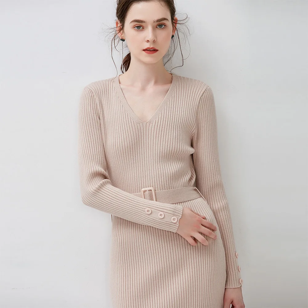 midi jumper dress stretched warm long sleeve autumn winter dress plus size pencil slim fit knitted long bodycon sweater dress