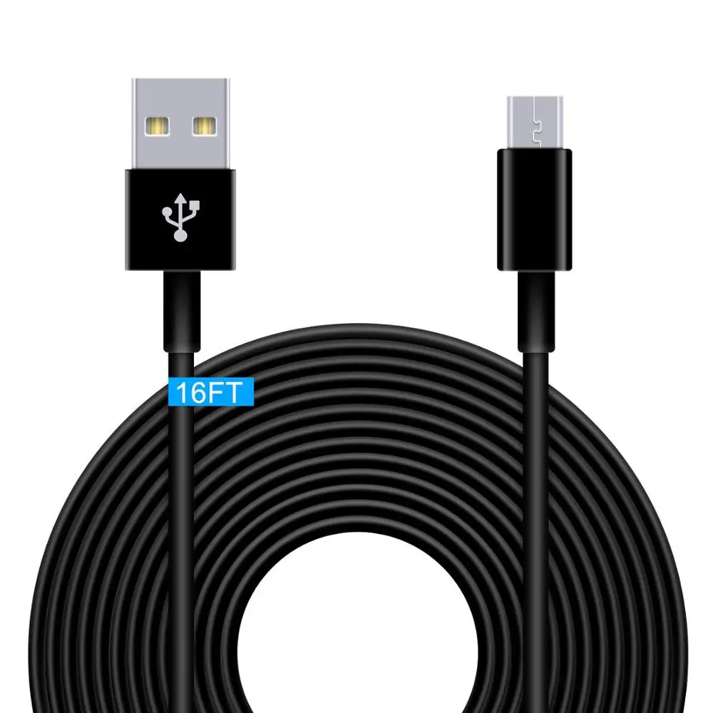 Cavo Micro Usb Extra Lungo 5M Per Telecamera Victure, Telecamera Yi Dome, Furbo Dog, Dropcam, Wyze Cam, Xbox, Ps4
