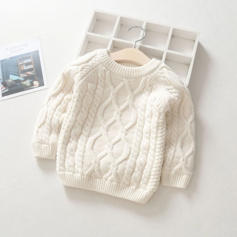 Свитера для маленьких девочек зима г.; вязаные детские свитера для мальчиков; теплая хлопковая одежда с длинными рукавами для девочек