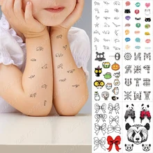 Waterproof Temporary Tattoo Sticker Linear Geometric Cartoon Pattern Dolphin Fake Tatoo Face Hand Boy Girl Child Glitter Tattoos