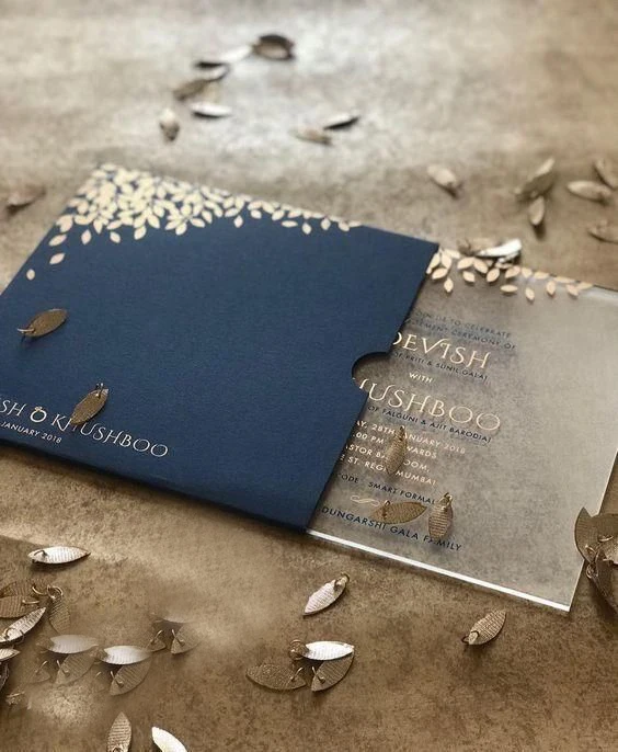 custom wedding invitation card 10pcs lace colorful printing royal blue acrylic card invitations