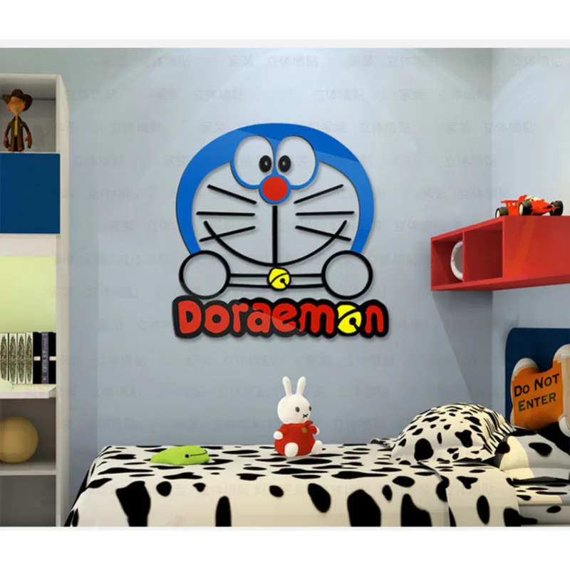 Doraemon 3D solid crystal bedroom wall with living room classroom stickers coffee shop decoration ideas | Дом и сад