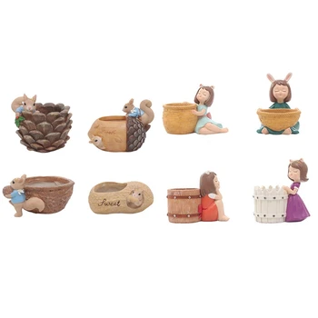 

8 pcs Flower Pot Cartoon Cute Animal Squirrel Fleshy Flower Pot 12 x 8 x 10cm 11 x 10 x 9cm