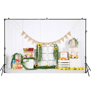 

HUAYI Brown Banners Green Plants Wonderful Lemon Decoration Backdrop For Taking Photo Of Baby Shower Photoshoot Props W-4354