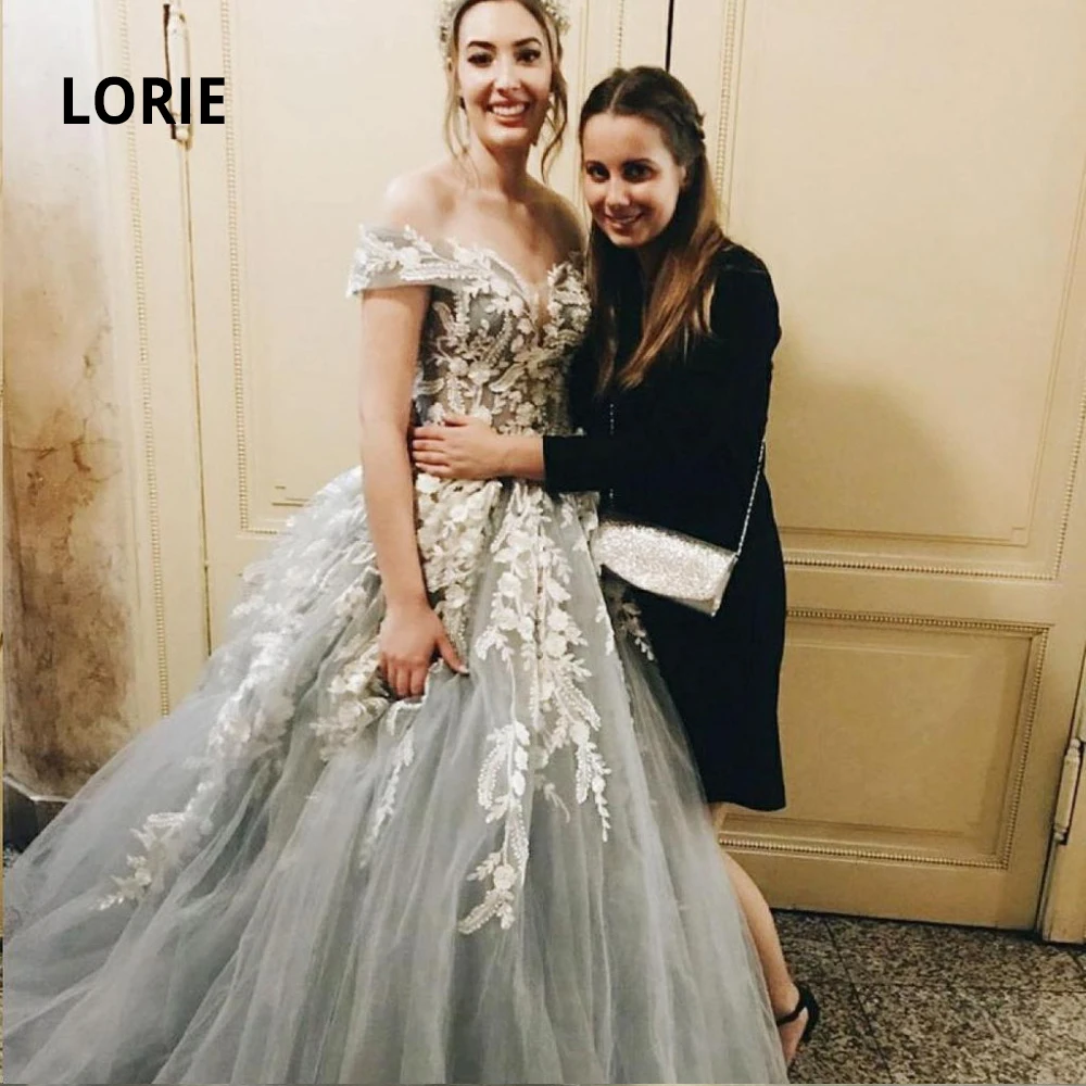LORIE Элегантное свадебное платье с открытыми плечами длинное кружевное бальное