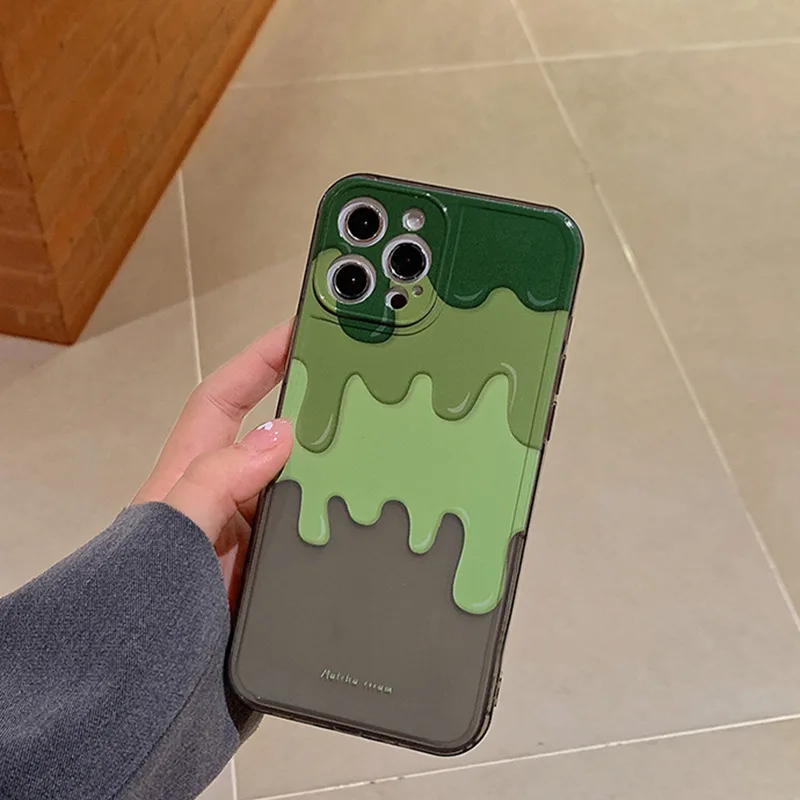 Custodia Per Telefono Ik57 Summer Matcha Ice Cream Pattern Per Iphone 11 Pro 11 Pro Max Per Iphone 12 12 Promax Iphone X Xr Anti-Drop Shell