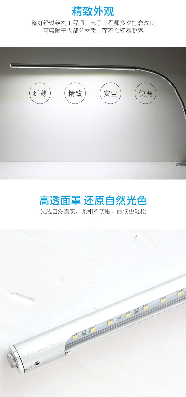 LAOPAO LED desk lamp bedside desk student eye protection desk lamp supply creative simple folding office long arm clip desk lamp
