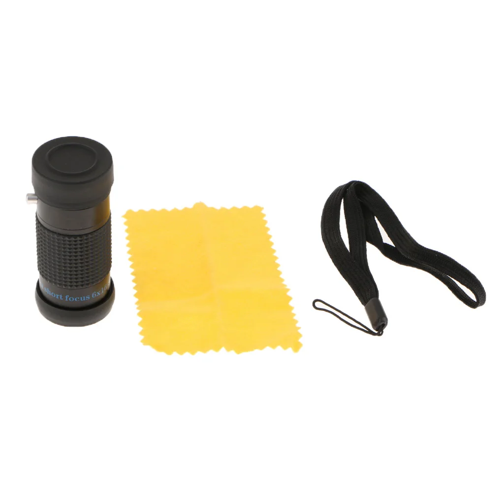 Extra Short Focus 6x16 Waterproof Mini Monocular Typoscope Microscope with Lens Cap Cover Strap and Pouch