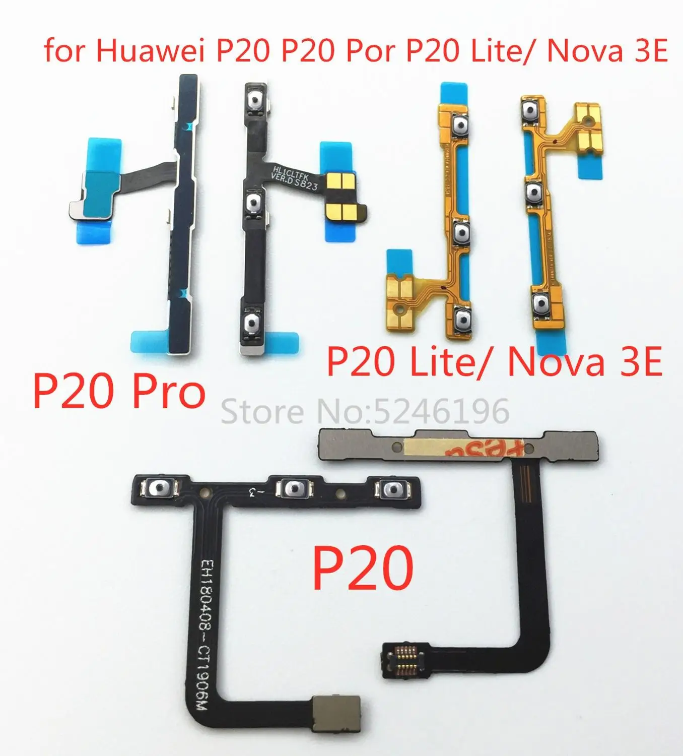 1 Pz Per Huawei P20 P20 Pro P20 Lite/Nova 3E Interruttore Accensione/Spegnimento Chiave Pulsante Volume Muto Cavo Flessibile A Nastro Sostituzione Ori