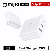 Xiaomi ZMI 3 USB 65 Вт быстрое зарядное устройство с тремя портами выходной адаптер Smart для Android IOS переключатель Smart type-C 45 Вт USB-A 20 Вт