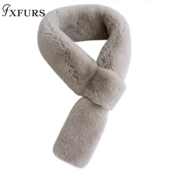 

2019 New Women Rex Rabbit Fur Scarves Double Face Real Fur Collars Muffler with Magnet Flowers Diamond Winter Warm Soft Neckwear