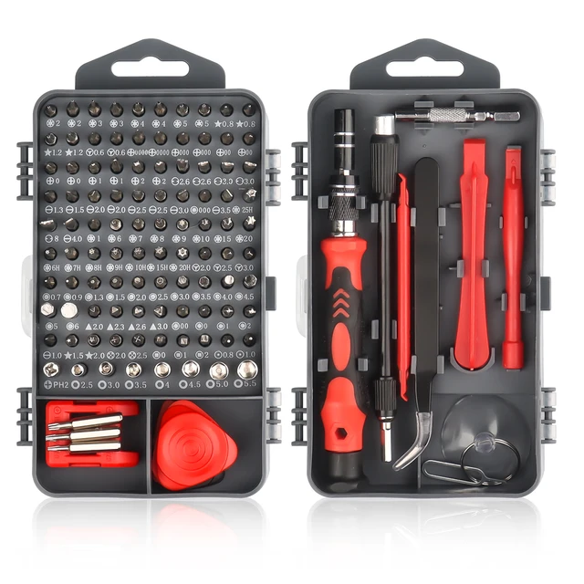 Computer Repair Kit,122 in 1 Magnetic Laptop Screwdriver Kit, Precision Screwdriver Set, Small Impact Screw Driver Set with Case 122 in 1 Red