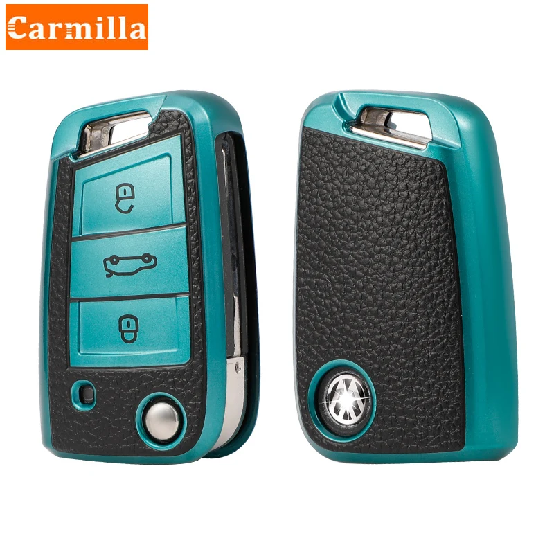 Tpu Leather Car Key Case Cover for VW Volkswagen Golf 7 MK7 Tiguan MK2 for SEAT Ateca Leon FR 2 Ibiza Skoda Octavia A7 key case key case cover