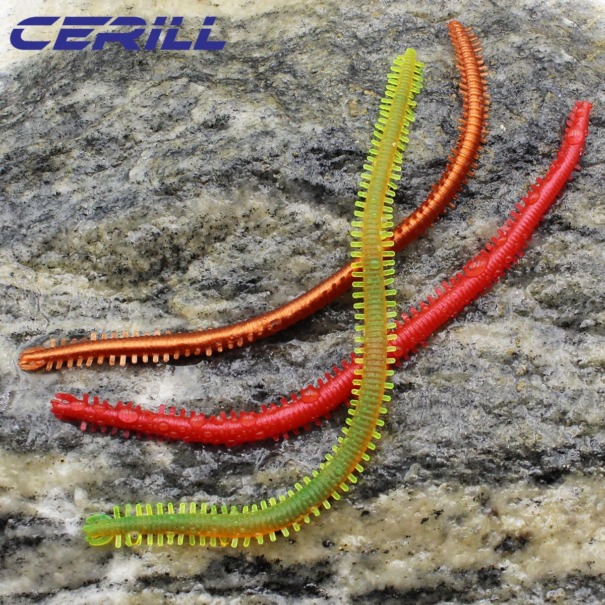 Cerill 13 cm Lot 10 Soft Fishing Lure Worm Bait Artificial Centipedes