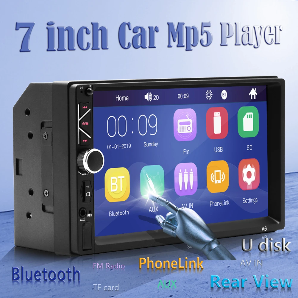 Новый 7-дюймовый экран A6 60 Вт 2 Din Автомобильный TF FM стерео радио 8 светодиодная