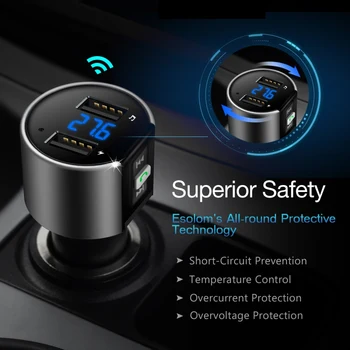 

FM Transmitter Aux Bluetooth Modulator Kit Hands-free Car Audio MP3 Player With 3.4A Fast Charging Dual USB Car Charger