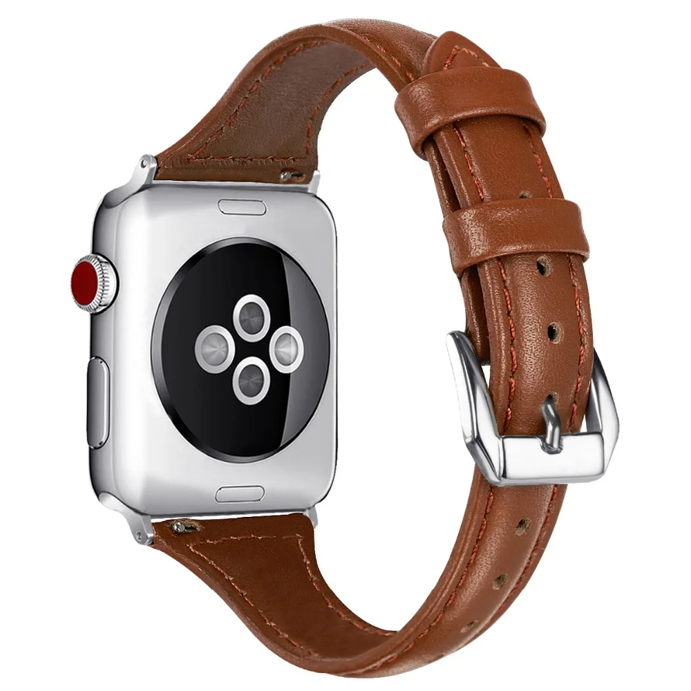 Кожаный ремешок для Apple watch 38 мм 42 мм iWatch 5 ремешок 44 мм 40 мм ремешок из натуральной кожи Тонкий Браслет Apple watch 4 3 2 1