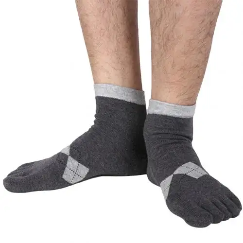 Men's Comfortable Five Fingers Toes Sports Soft Cotton Breathable Casual Socks - Цвет: Dark Gray