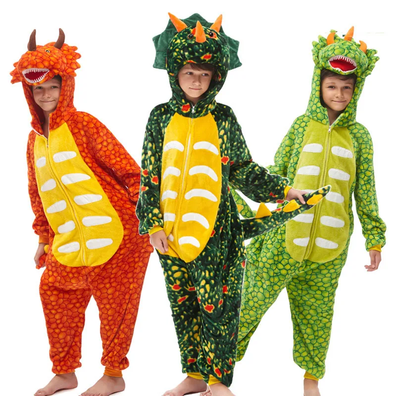 

Unicorn pajamas animal pajamas dinosaur New winter clothes hooded soft stitch Christmas sleepwear boys girls boys jumpsuit 8-12T