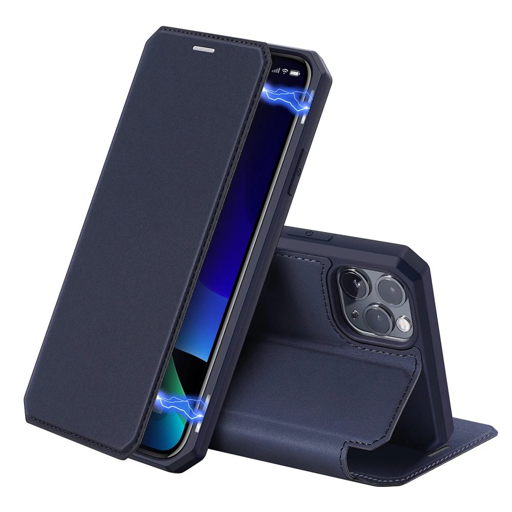 Ударопрочный силиконовый резиновый чехол для телефона из искусственной кожи для Apple iPhone 11/Pro/Max магнит флип карта 360 полная защита крышка чехол - Цвет: Синий