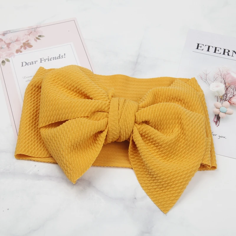Цвет: желтый Baby headband Newborn Corn Grain Big Bow girls Headbands Wide Hairbands Turban HeadWrap hair band children girl Hair Accessories - Цвет: Цвет: желтый