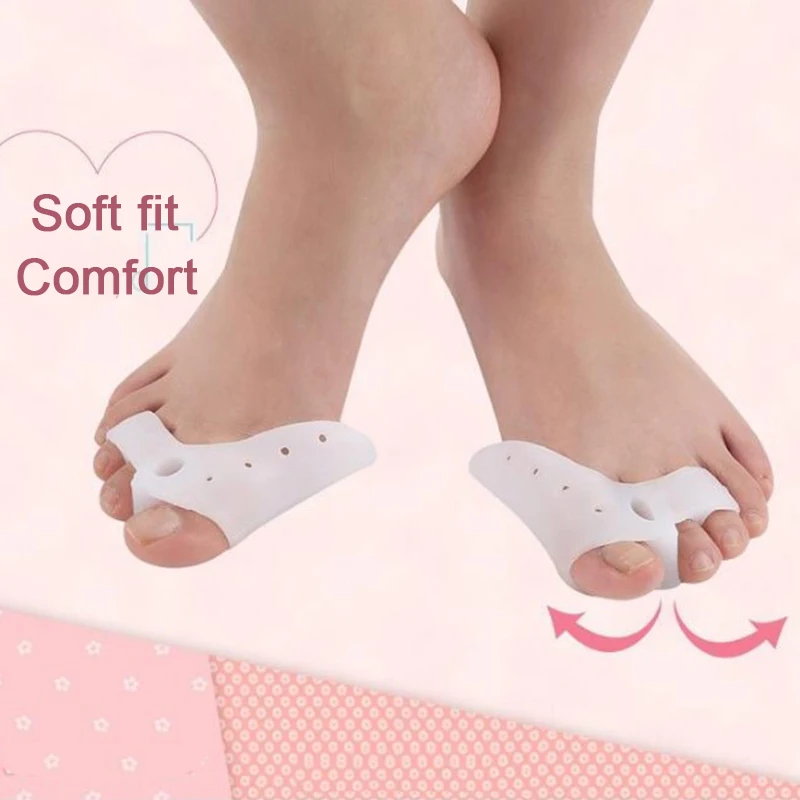 

2Pcs Big Toe/small Toe Straightener Thumb Valgus Protector Silicone Three Hole Toe Separator Bunion Adjuster Feet Massager
