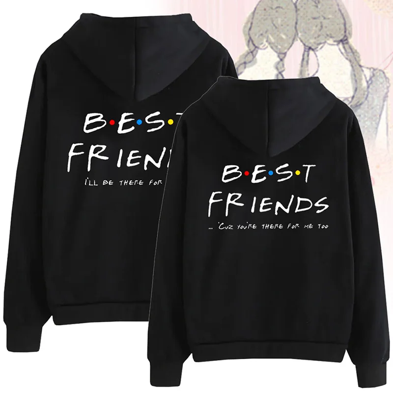Лучшие друзья Толстовка Bff пуловеры Топы женские Harajuku с капюшоном Harajuku девушка друзья Толстовка уличная