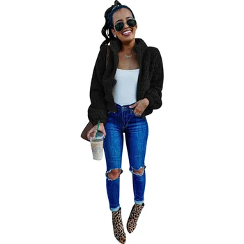 

Autumn Winter Women Jacket Coat Zipper Long Sleeve Fleece Casual Top Plus Size Jackets Coats