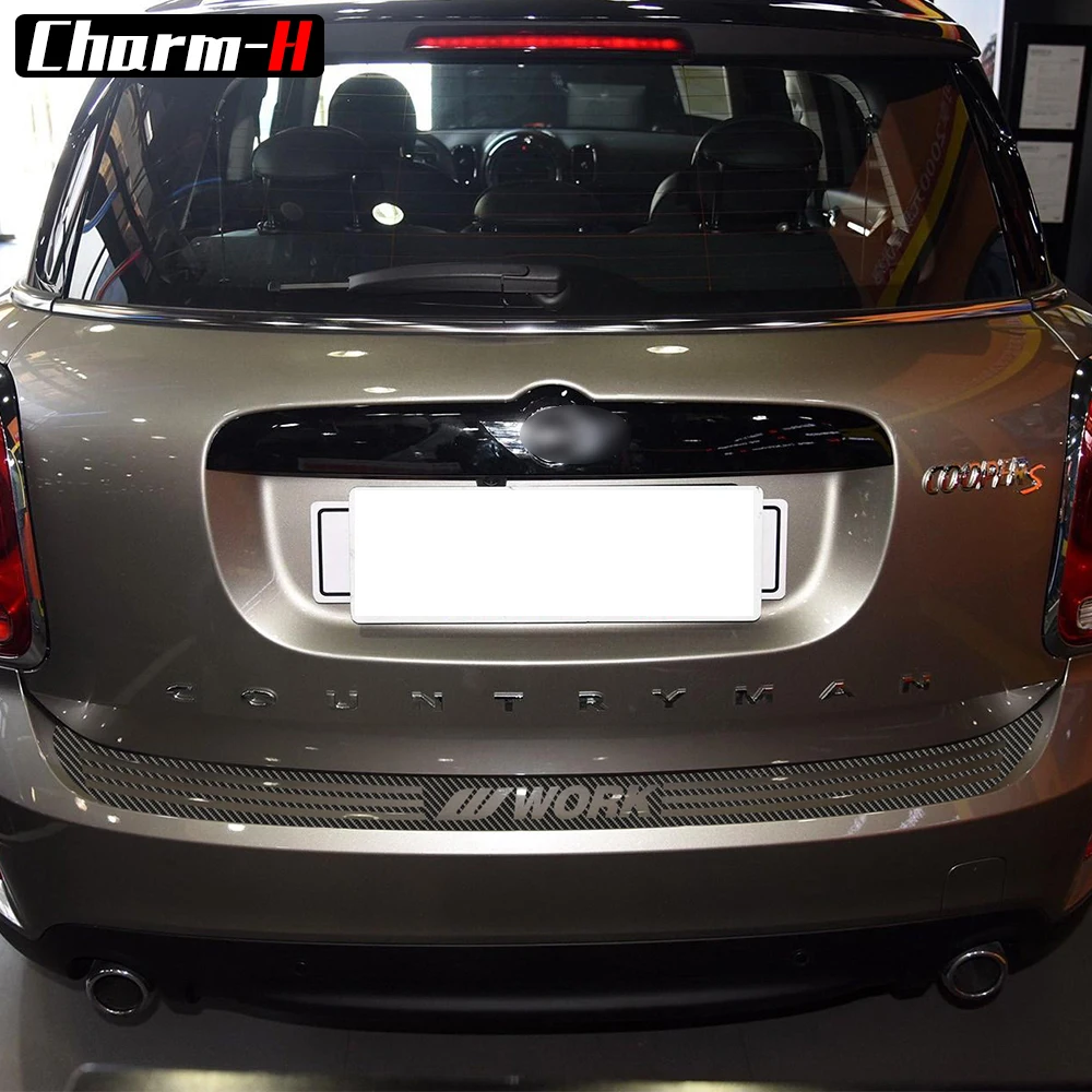 5D carbon fibre Vinyl Car rear bumper Trunk load edge Protector guard Trim Decal stickers for MINI Cooper S Countryman F60 2017