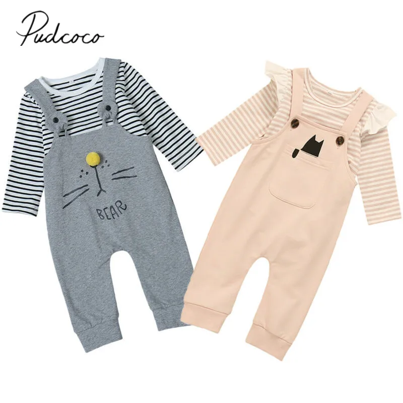 

2019 Baby Spring Autumn Clothing Newborn Kids Brother Sister Matching Sets Baby Girl Boy Stripe Clothes Romper Tops Pants Outfit