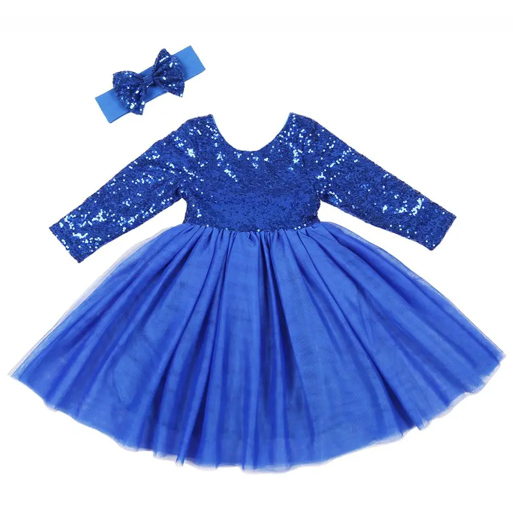 Осенне-зимнее платье с длинными рукавами для маленьких девочек вечерние платье на день рождения для малыша, платье-пачка с пайетками для девочек свадебное платье с цветочным рисунком для девочек