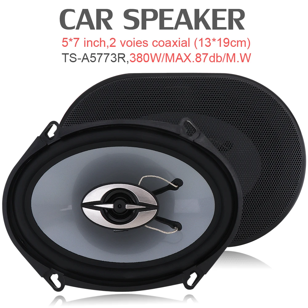 Car Coaxial Speakers 2Pcs 380W 5x7Inch Vehicle Door Audio
