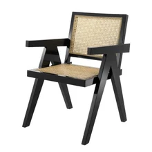 

China luxury simple style wooden rattan leisure chair with backrest solid lounge stool for living room study apartment