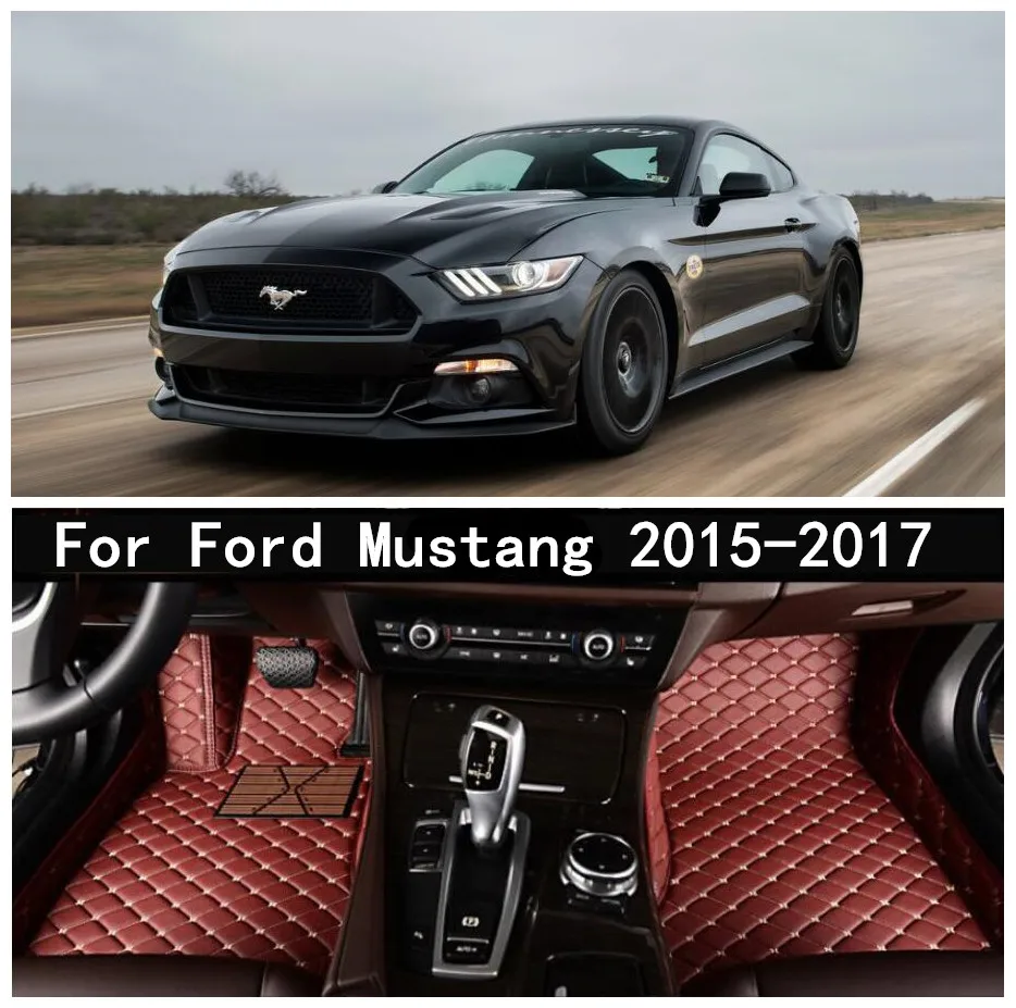 Автомобильные 3D роскошные кожаные автомобильные коврики подходит для Ford Mustang EMS