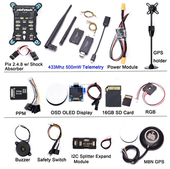 

Pixhawk PX4 PIX 2.4.8 32 Bit Flight Controller Autopilot with 16G SD Safety Switch Buzzer PPM I2C for F450 S500 RC Quadcopter