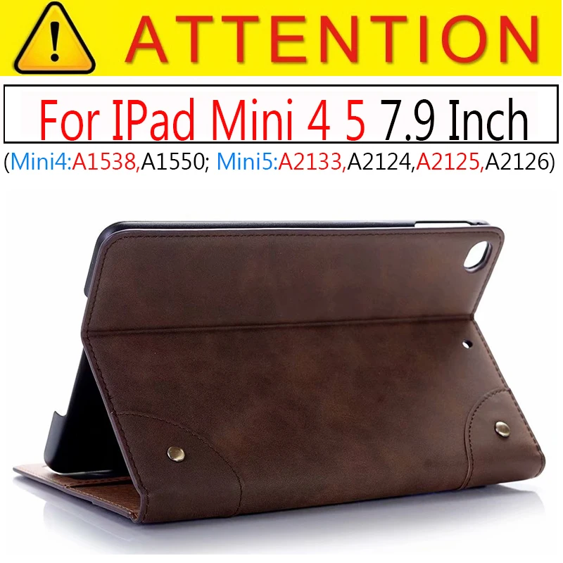 Mini 4 5 Dark Brown Магнитный чехол для iPad Mini 4 Mini 5 7,9 складной Стенд PU кожаный чехол для IPad Mini 1 2 3 4 5 7,9 дюймов Ретро Смарт-Чехол - Цвет: Mini 4 5 Dark Brown