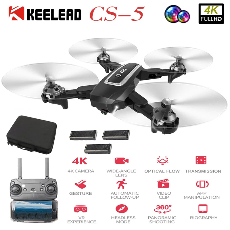 

KEELEAD CS-5 4K Camera Drone GPS 5G WIFI FPV Profession Drone 1080P Dual Camera Wide Angle RC Quadcopter Foldable dron VS E520S