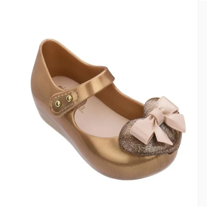 Mini Melissa/Новинка года; прозрачные сандалии для девочек; летние сандалии с короной; милые детские сандалии Melissa; пляжная обувь; обувь для малышей; 13-18 см - Цвет: Золотой