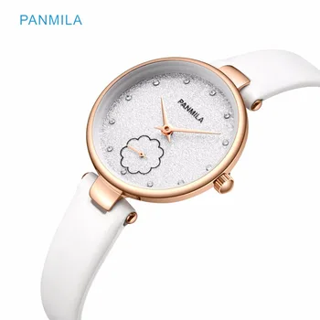 

No.2 Brand Women White PU Leather Watches Ladies Rose Gold Color Flower Round Dial Wristwatch 2018 Clock relogio feminino