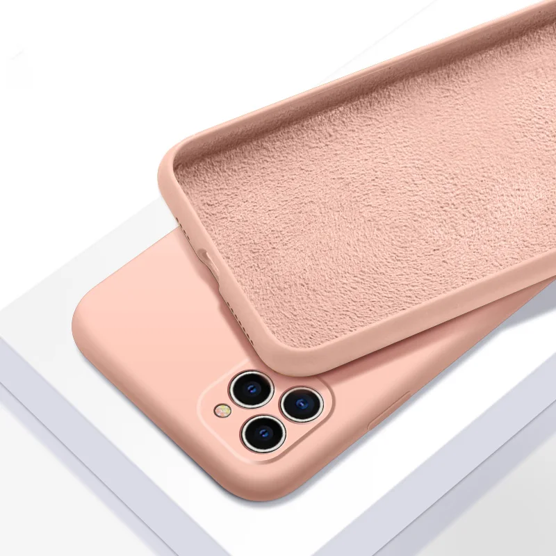 Жидкий силиконовый чехол для телефона для IPhone 11 Pro Max чехол Противоударная задняя крышка IPhone11 Pro Max Чехол Мягкий силиконовый чехол - Цвет: Pink