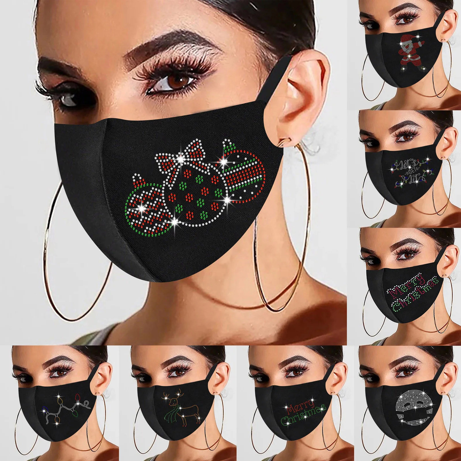 Женская модная Маска с алмазным принтом черная для косплея на Рождество и