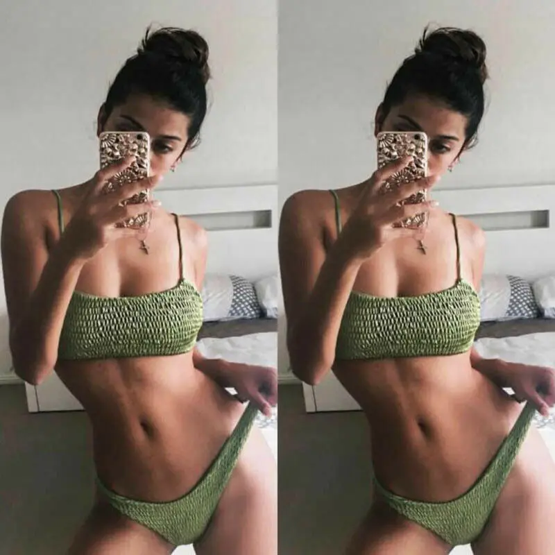 

Triangle Swimwear Bathing Padded Bra Bikini Set Swimsuit Women Bandage Push-up