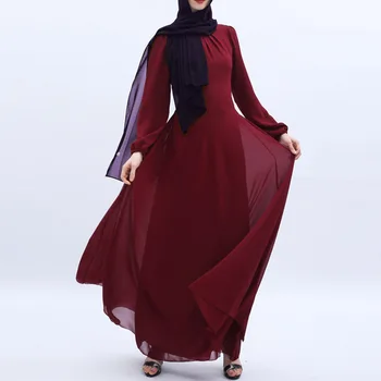 

Abaya Jilbab Muslim Maxi Dress Solid Chiffon Plus Size Kaftan Long High Waist Vintage Fashion Islamic Clothings Robe 2XL