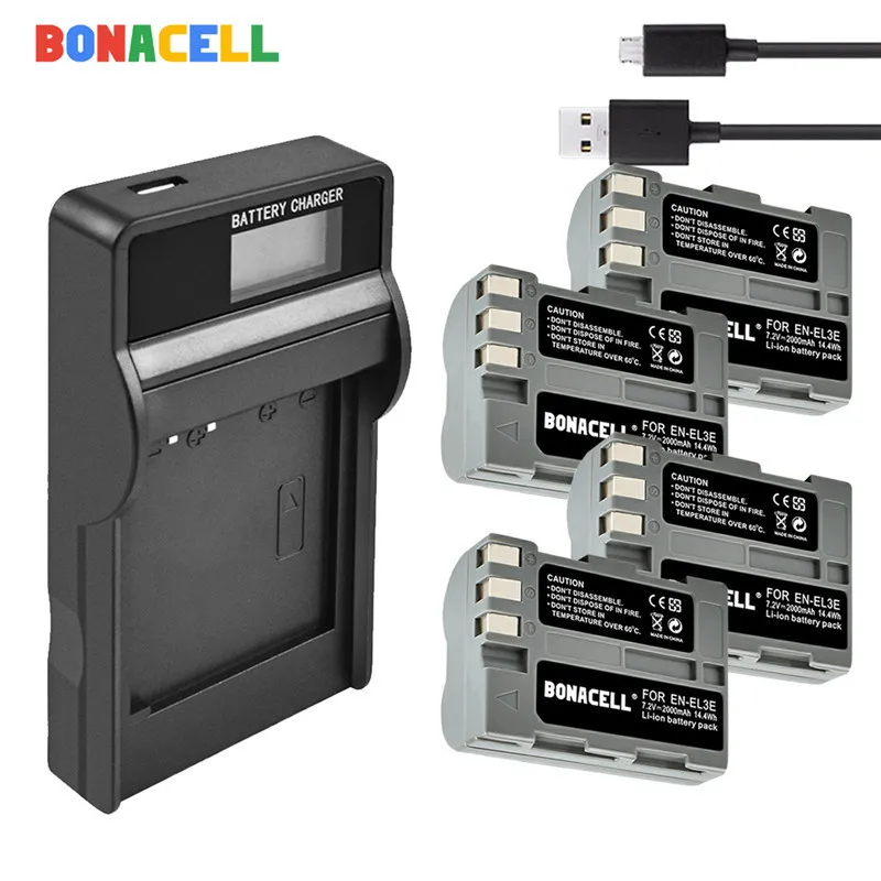 BONACELL EN-EL3e RU EL3a ENEL3e Камера Батарея+ ЖК-дисплей Зарядное устройство ДЛЯ ЗАМЕНЫ Nikon D300S D300 D100 D200 D700 D70S D80 D90 D50