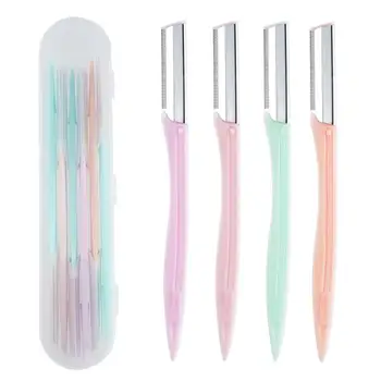 

4 Sets Portable Eyebrow Shaper Razor Set Stainless Steel Eyebrow Trimmer Makeup Care Tool Kit with Storage Case (4pcs in 1 Set)