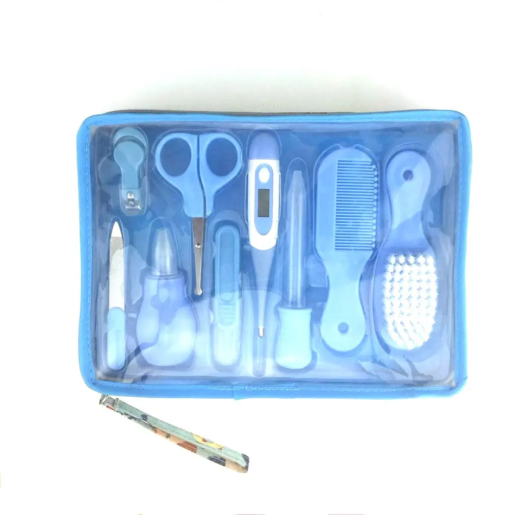 

BLUE Scissors Set Newborn Nail Clippers Trimmer Manicure Hair Thermometer Safety Scissors Nail Care Suit Baby Care