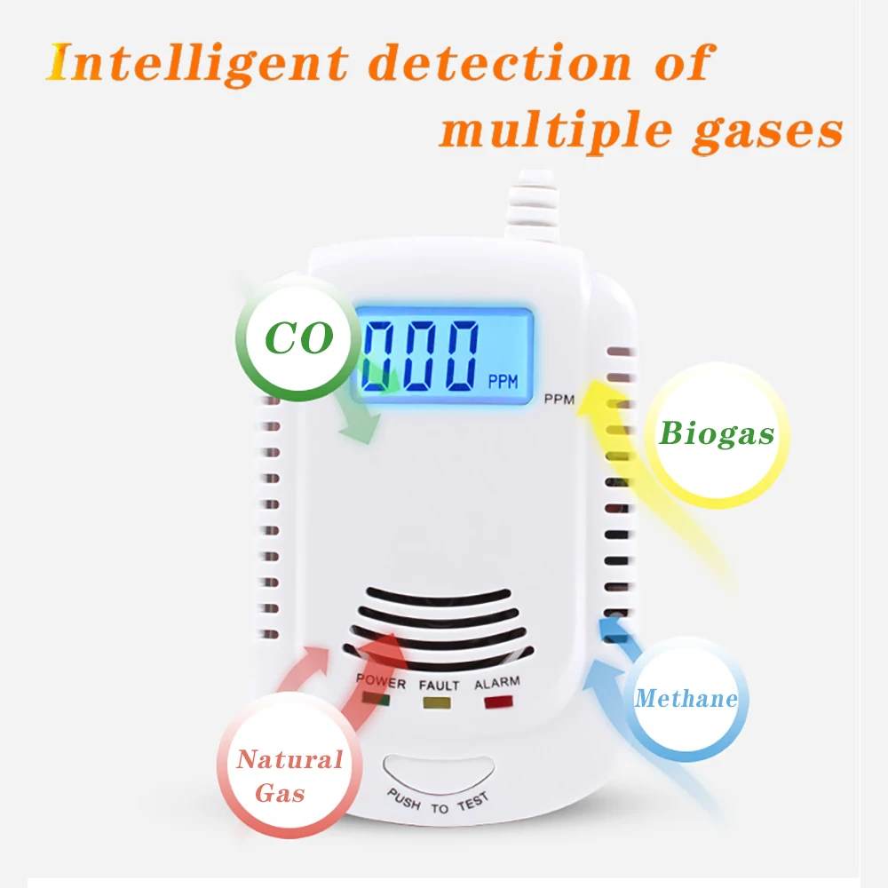 panic button alarm system Independent Carbon Monoxide Detector Gas Detector Gas Alarm Sensor Methane Propane Gas leak Detector EU Plug LCD Security ring alarm hub plus keypad