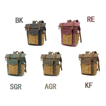 

New Vintage Oil Waxed Canvas Leather Backpack Large Capacity Teenager Traveling Waterproof Daypacks 14 Laptops Rucksack
