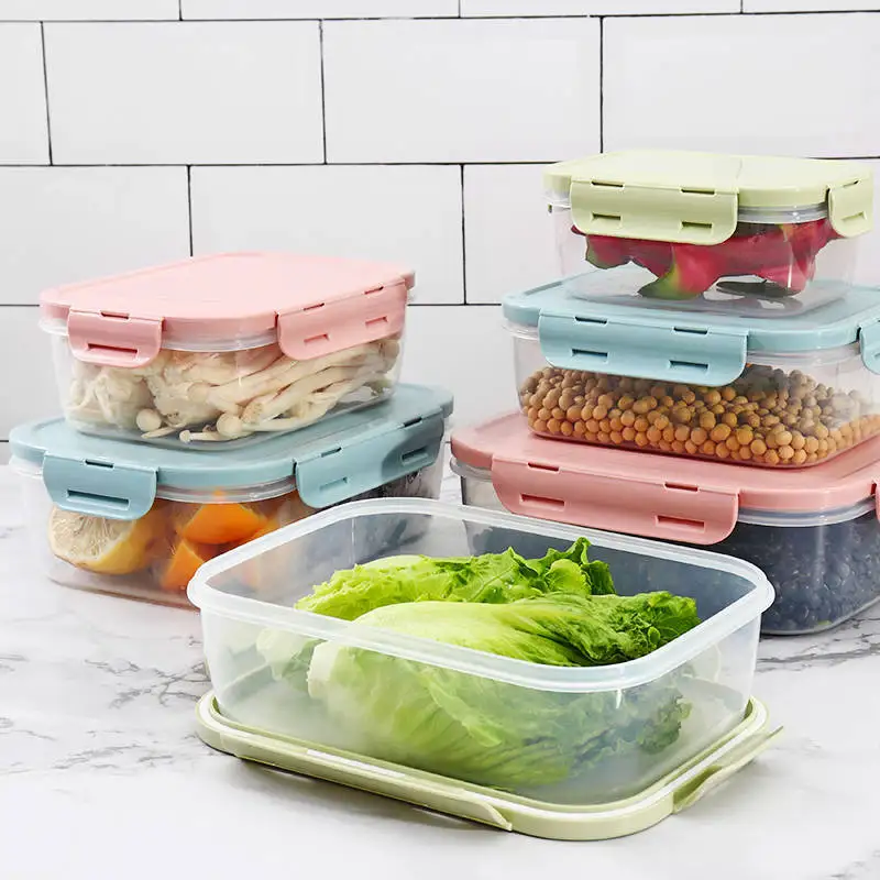 

Plastic Food Storage Box Lunch Box Container Bento Boxes Refrigerator Preservation Kitchen Grain Sugar Nuts Storage Bin